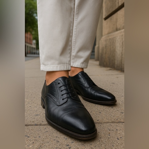 Lorenzo Banfi Classic Dark Blue Leather Men's Shoes Size 9.5 - Picture 14 of 14
